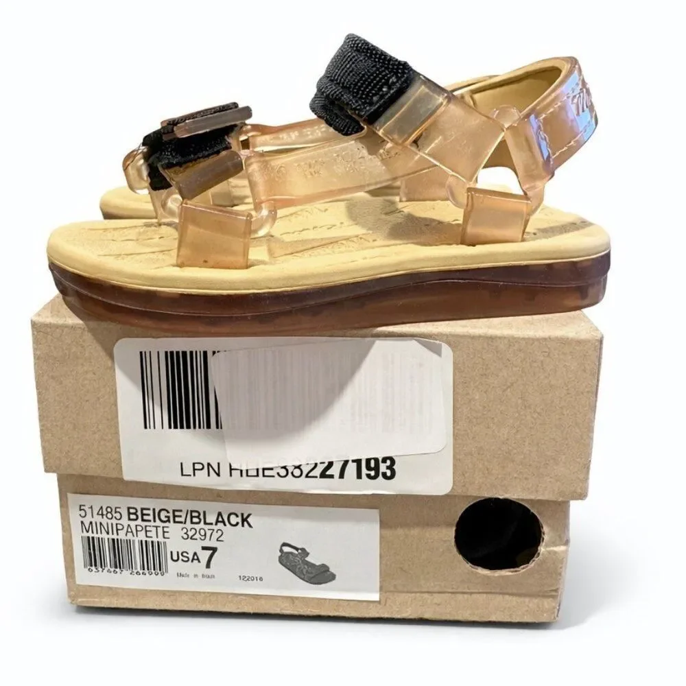 Mini Melissa Toddler Mini Papete + Rider BB Sandal 7 Beige Black NIB